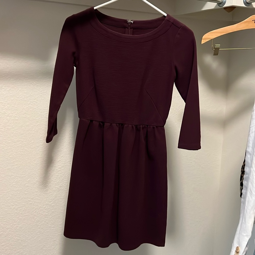 Loft Women’s Maroon 3/4 sleeve dress 0 petite